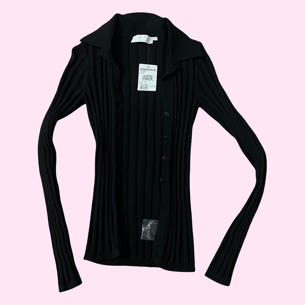 ASTR the label ribbed collar cardigan 🖤˖ ࣪⭑